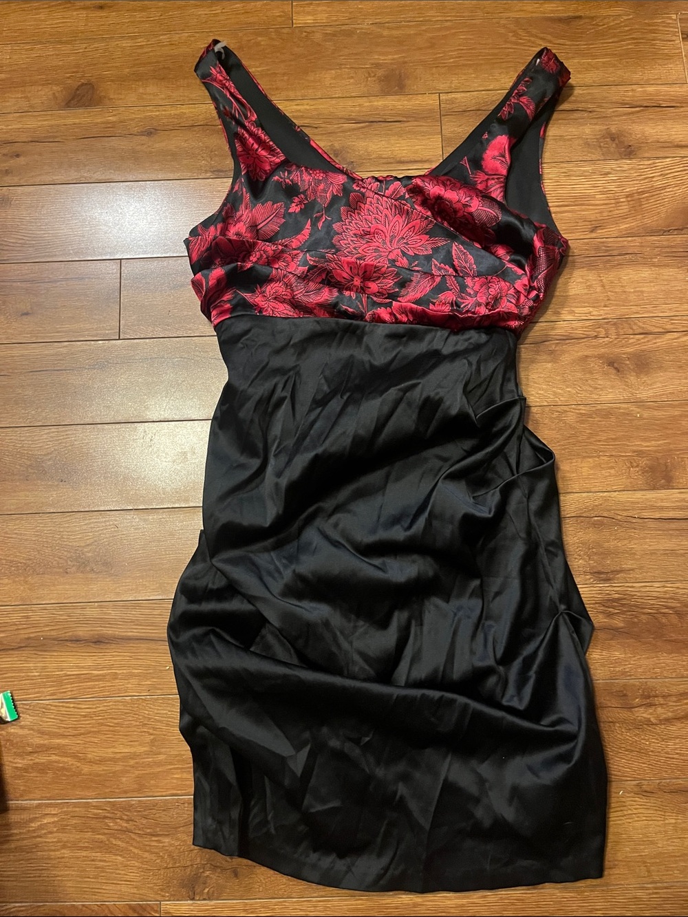 Eclipse Black Dress with Red Floral Bodice